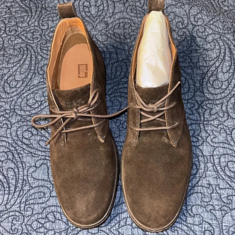 New Fitflop Zachery Men's US 10 EU 43 Brown Suede Chukka Ankle Lace Up Boots